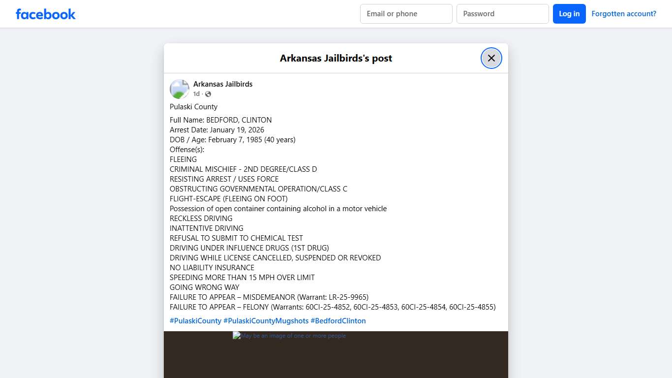 Pulaski County Full Name: BEDFORD,... - Arkansas Jailbirds | Facebook