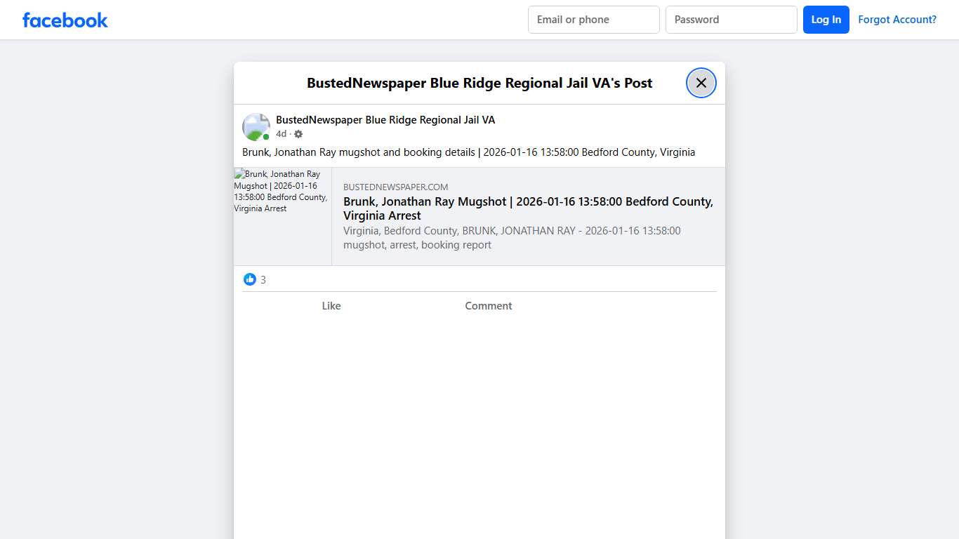 Brunk,... - BustedNewspaper Blue Ridge Regional Jail VA | Facebook