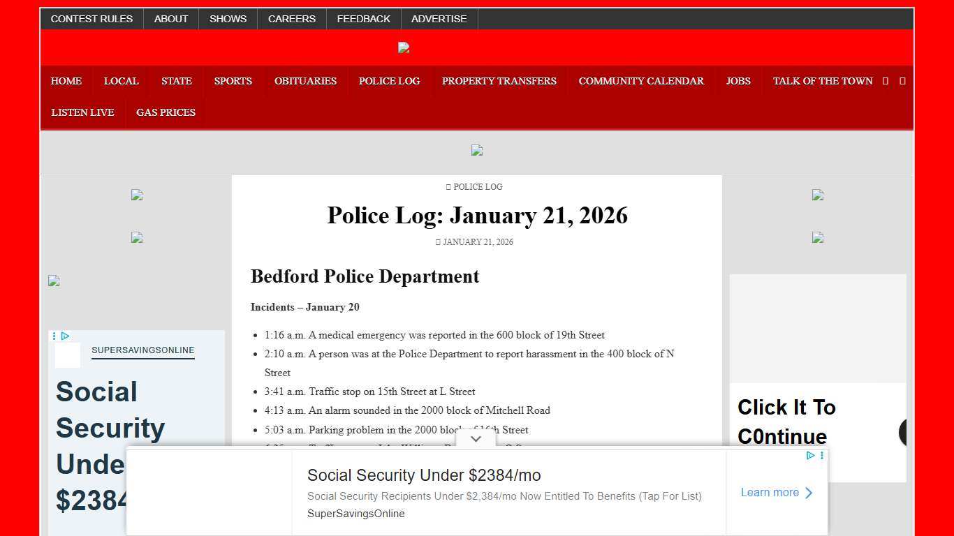 Police Log: January 21, 2026 | WBIW